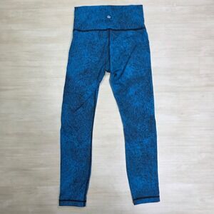 Lululemon High Times Spray Jacquard Shocking Blue Print Leggings Women's Size 6‎
